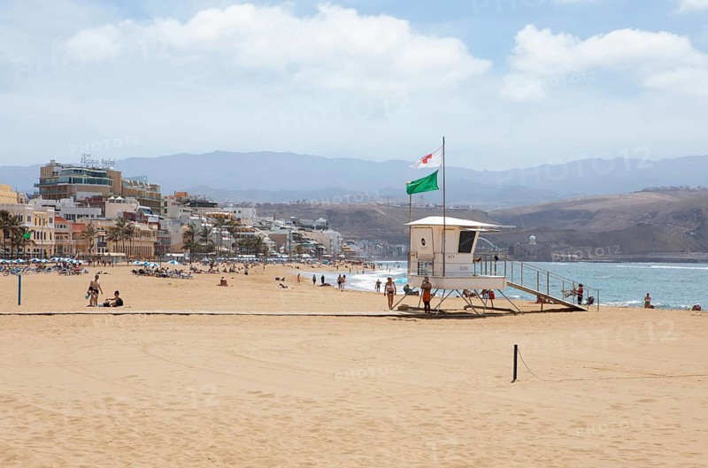 Playa de las Canteras beach, Las Palmas, Las Palmas province, Gran Canaria, Canary Islands, Spain, water guard, sand, bathing, Europe
