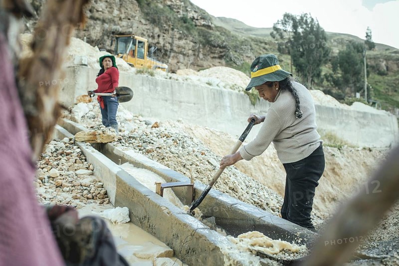 Women working in a kaolin mine, Pachacayo, Peru, South America