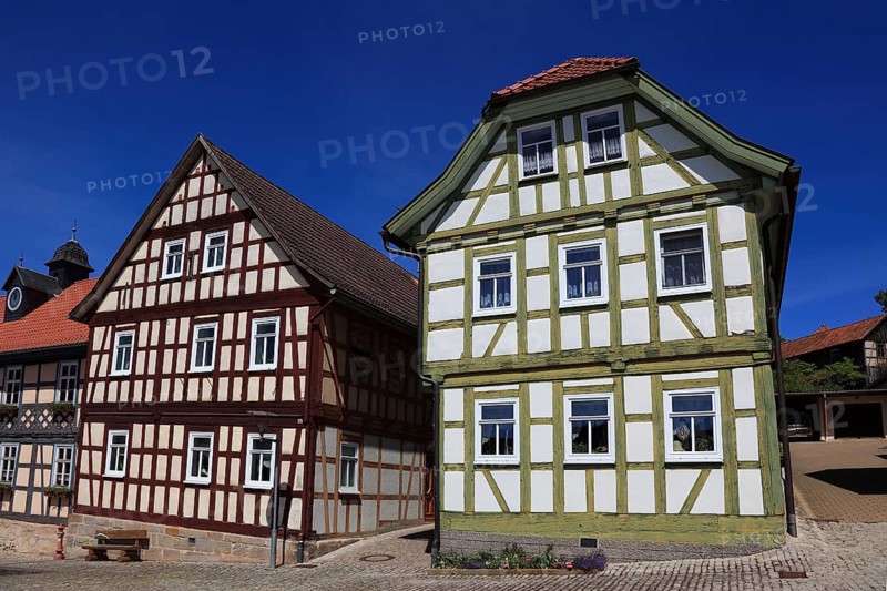 Germany's second smallest town, Ummerstadt in the district of Hildburghausen, market square with historic half-timbered ensemble, Thuringia, Germany, Europe