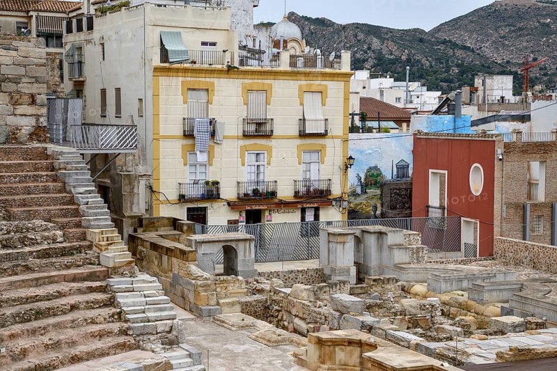 Teatro Romano, Roman amphitheater, in the old town of Cartagena, Region of Murcia, Spain, Europe