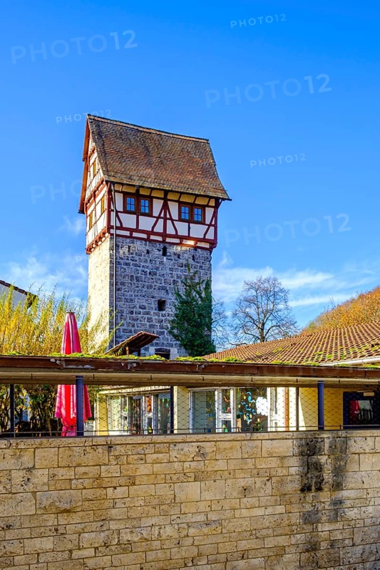 Historic Zeughaus Tower Bad Urach, Swabian Alb, Baden-Württemberg, Germany, Europe