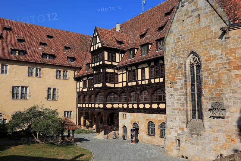 The Princes' Building and the Luther Chapel in the inner courtyard of Veste Coburg, Upper Franconia, Bavaria, Germany, Europe