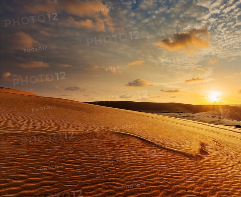 Desert sand dunes on sunrise, Mui Ne, Vietnam, Asia