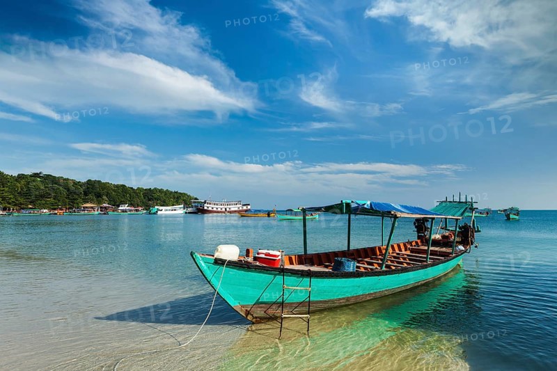 Boats in Sihanoukville beach, Cambodia, Asia