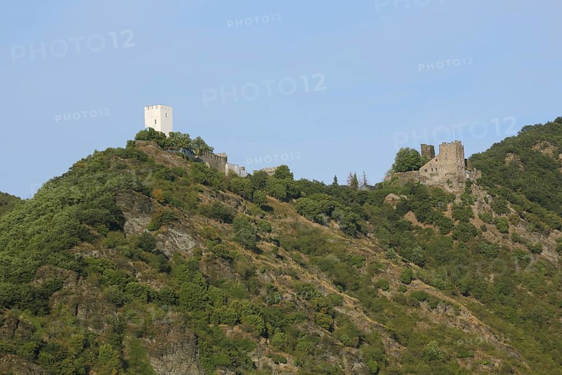 UNESCO Liebenstein and Sterrenberg Castles, Kamp-Bornhofen, Rhineland-Palatinate, Upper Middle Rhine Valley, Germany, Europe