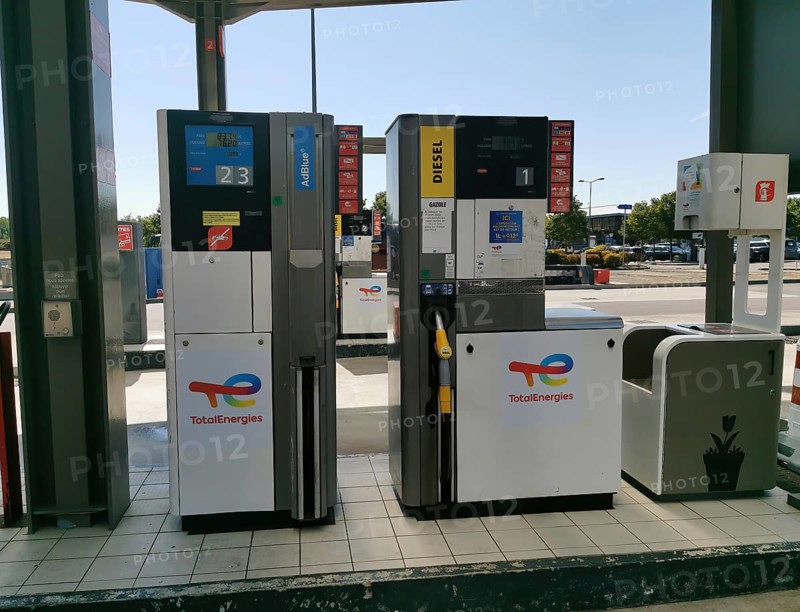 Petrol pump for diesel, truck diesel, at a motorway service station on the A31 in France, Aire de Lorraine Sandaucourt-lès-Rappes