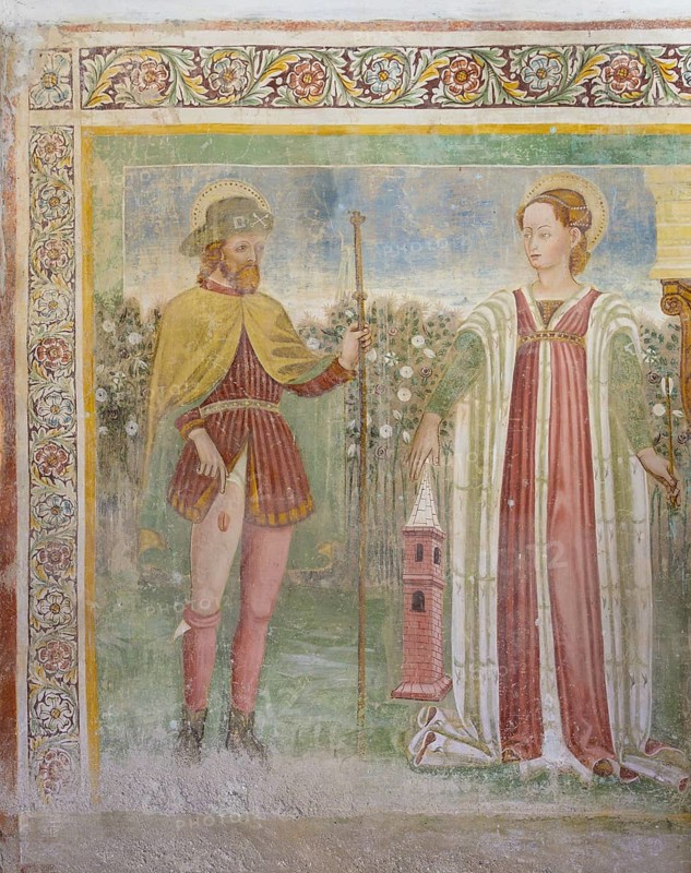 St. Roch, 12th century fresco in the church of San Giorgio, Zone, Province of Brescia, Italy, Europe