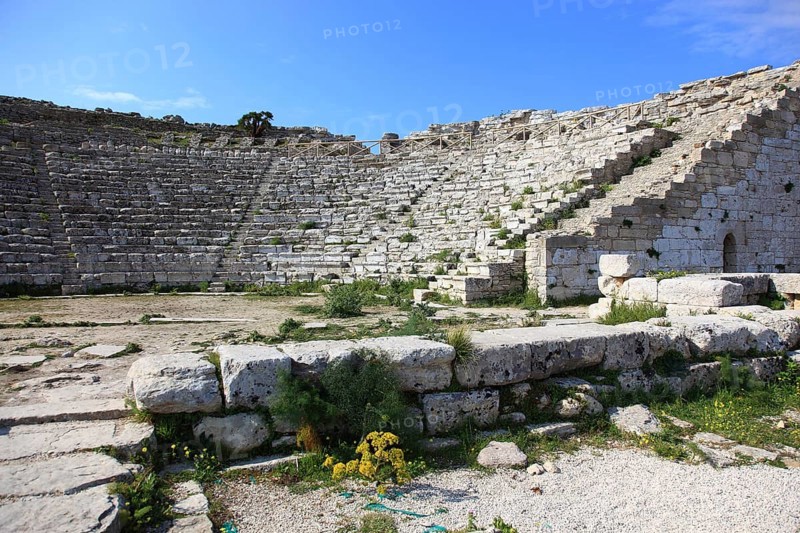 The Greek theatre in the former ancient city of Segesta, the province of Trapani, Sicily, Italy, Europe
