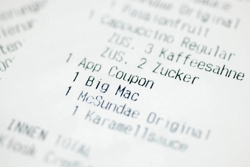 Mc-Donalds receipt, coupon, voucher, Baden-Württemberg, Germany, Europe