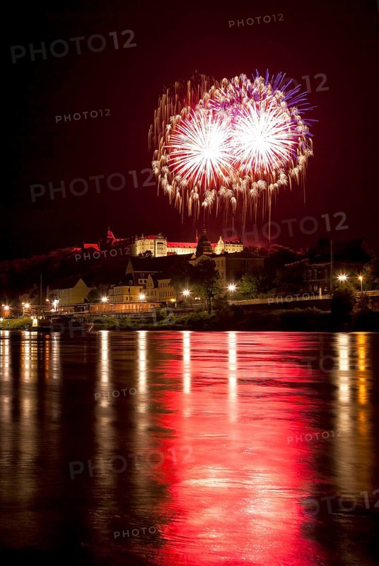 Pirna fireworks over the old town centre
