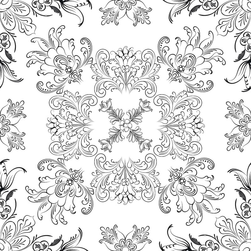 Hand drawn seamless floral pattern on a white background, vector textile template