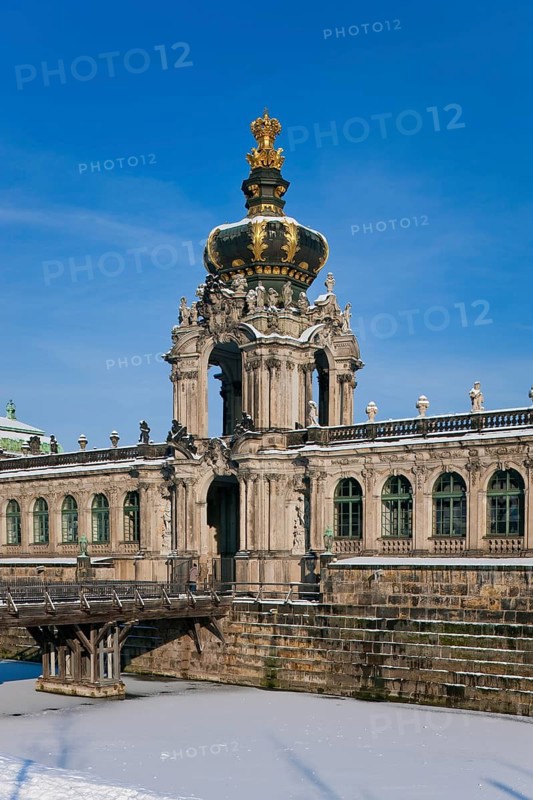 Zwinger in winter, the Dresden Zwinger, is one of the most important Baroque buildings from the reign of Augustus the Strong