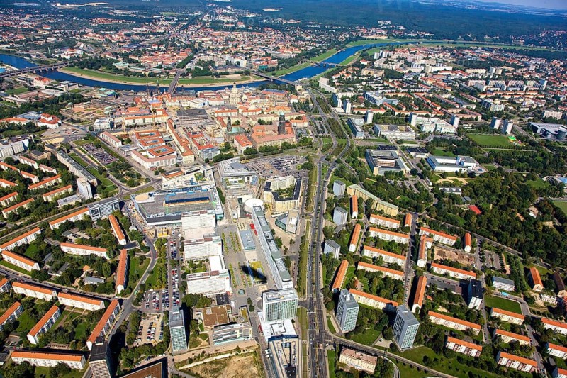 Aerial view of Dresden Old Town