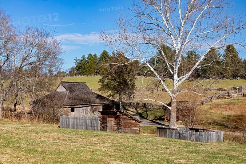 Hardy, Virginia, The horse barn at Booker T. Washington National Monument. The Monument encompasses the former James Burroughs plantation where Washington was born a slave in about 1856 and where he was freed from slavery in 1865. He went on to found the Tuskegee Institute
