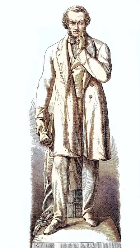 Statue of Richard Cobden (3 June 1804 - 2 April 1865), a British entrepreneur and the leading figure of Manchester Liberalism and the Free Trade Movement, Historic, digitally restored reproduction of a 19th century original, exact original date unknown
