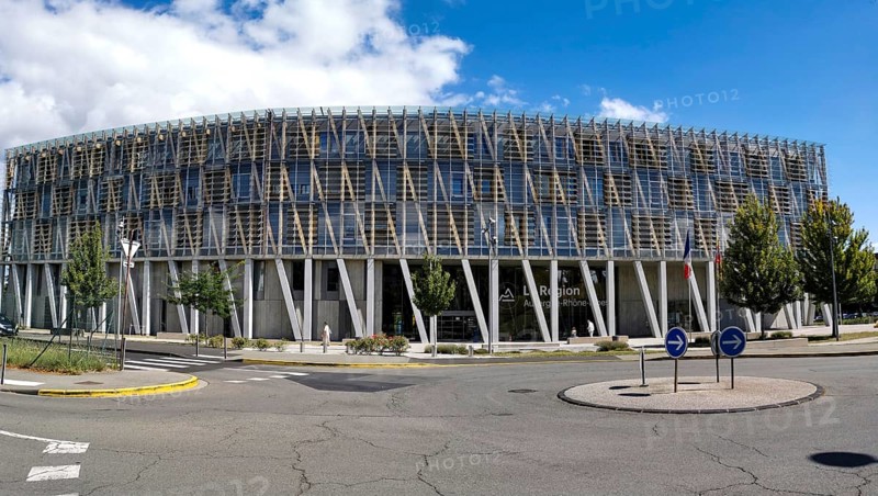 Clermont-Ferrand. The Hotel de Region of the architect Bruno Mader inaugurated on June 21, 2014 shortly before the merger of Auvergne with Rhone Alpes, Puy de Dome department. Auvergne Rhone Alpes. France