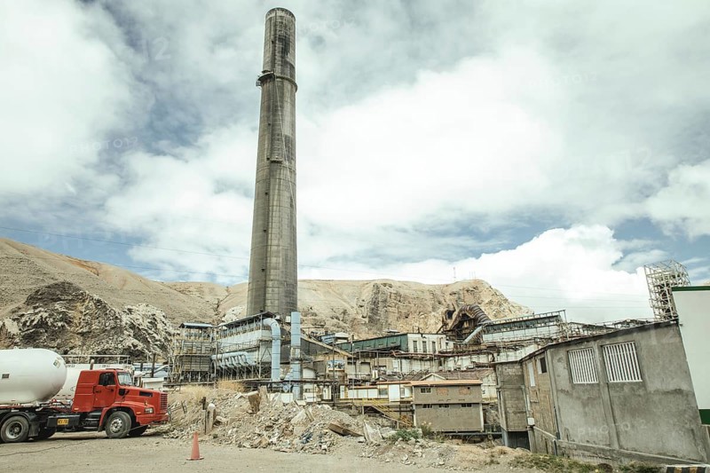 Chimney of the smelting furnace, La Oroya, Peru, South America