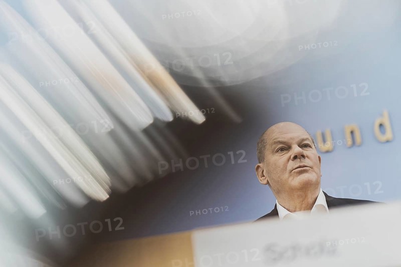 Olaf Scholz (SPD), Federal Chancellor, recorded at a federal press conference on current domestic and foreign policy issues Berlin, 14.07.2023., Berlin, Germany, Europe