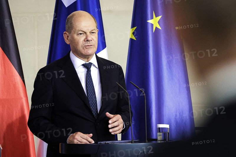 Olaf Scholz, Federal Chancellor, photographed at a press conference after the joint talks with Petteri Orpo, Prime Minister of the Republic of Finland, (not pictured here) at the Federal Chancellery. Berlin, 14.07.2023., Berlin, Germany, Europe