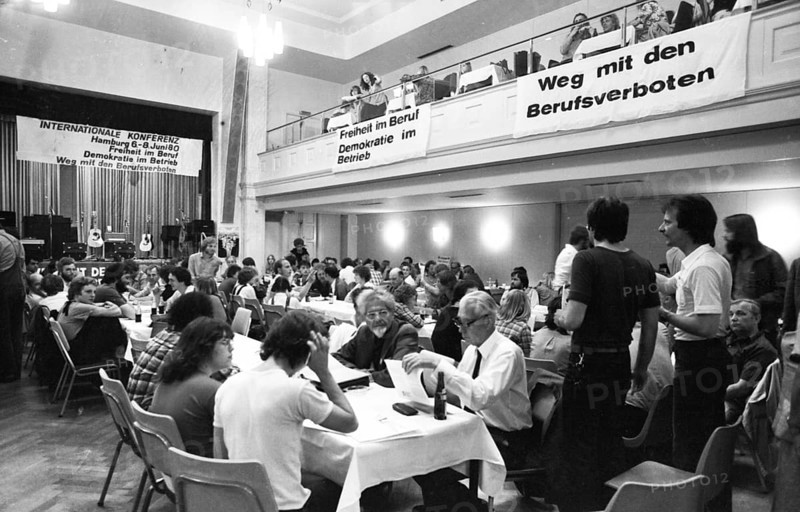 The International Conference of the Victims of the Radical Decree, which led to the banning of teachers, railway workers and other public service employees, 6 June 1980 in Hamburg, Germany, Europe