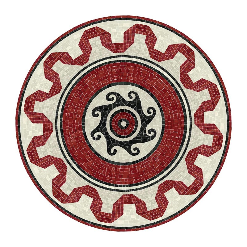 Vector round design element, mosaic tiles pattern in colors