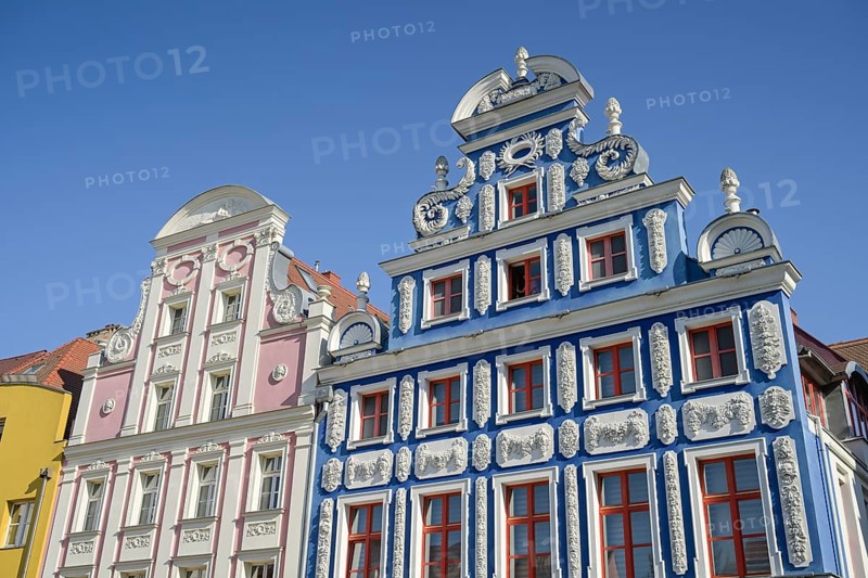 Mevius House and Linsing House, old buildings on Heumarkt - Rynek Sienny, Old Town, Szczecin, West Pomeranian Voivodeship, Poland, Europe