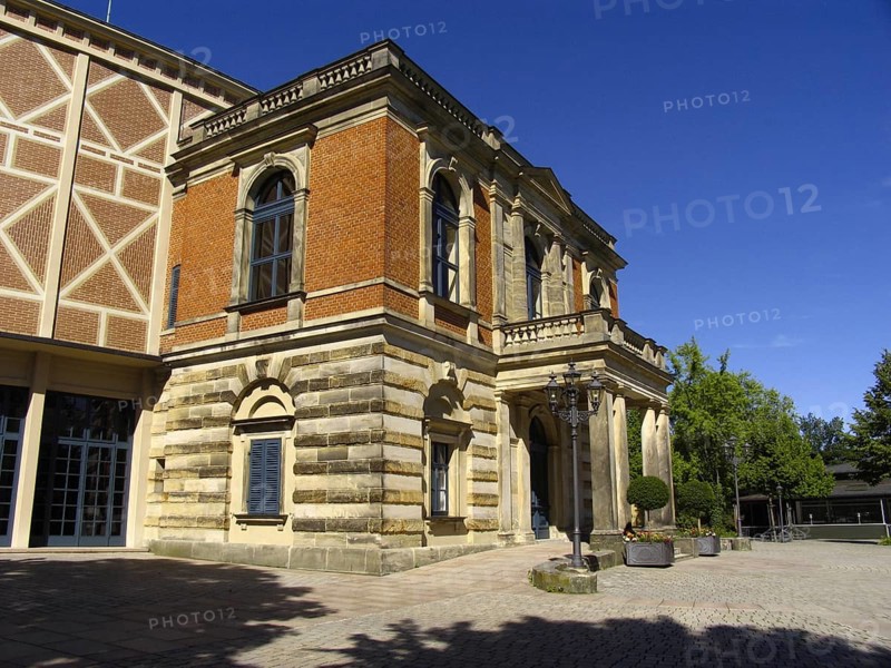 Richard Wagner Festival Theatre, also called Bayreuth Festival Theatre, is a festival theatre on the Green Hill in Bayreuth, Upper Franconia, Bavaria, Germany, Bayreuth Festspielhaus or Bayreuth Festival Theatre, an opera house north of Bayreuth, Frankonia, Bavaria, Germany (date of recording not known), Europe