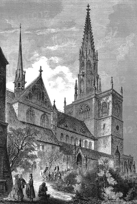 The Cathedral, Constance Cathedral or Minster of Our Lady, of Constance in 1869, Germany, Historical, digitally restored reproduction of a 19th century original, Europe