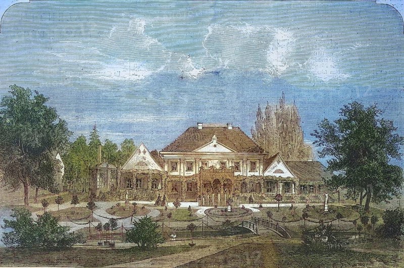 Varzin manor around 1860, Otto von Bismarck's flat, today Warcino in Pomerania, Poland, Historic, digitally restored reproduction of an original 19th century master, exact original date unknown, Europe
