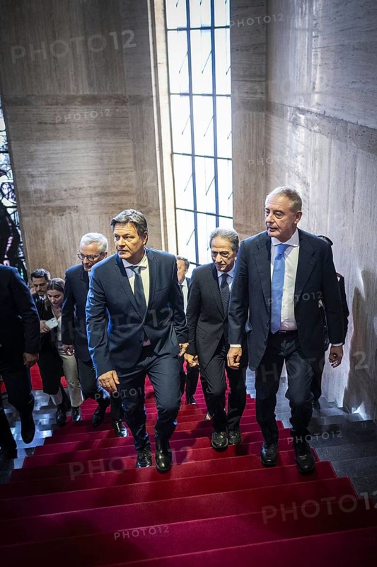 Trip by the Federal Minister for Economic Affairs and Vice-Chancellor Robert Habeck to Rome on 30 October 2023. Meeting with the Italian and French counterparts Urso and Le Maire, Rome, Italy, Europe