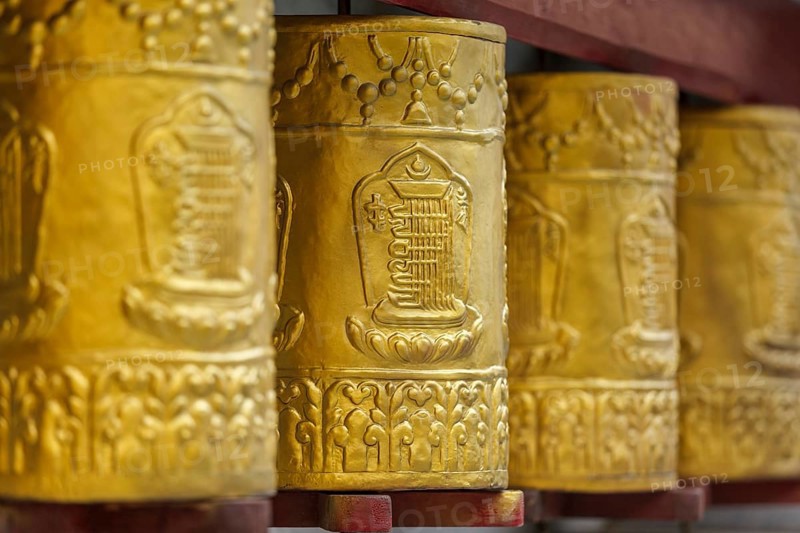 Prayer wheels in Tabo Monastery. Tabo, Spiti Valley, Himachal Pradesh, India, Asia