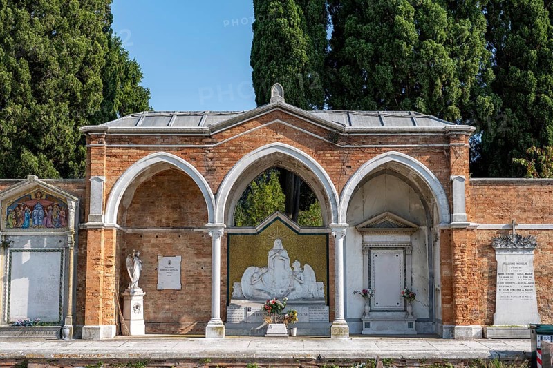 Graves in the central cemetery of Venice, cemetery island of San Michele, Venice, Italy, Europe