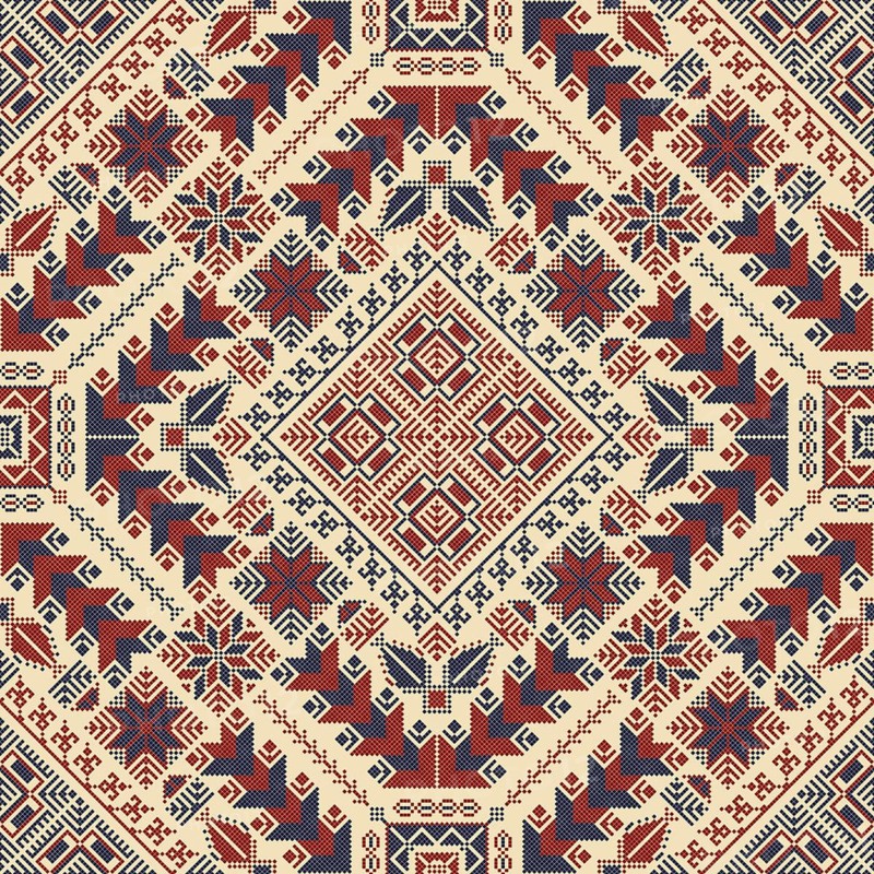 Embroidery Tatreez pattern, Palestinian fashion vector ornament