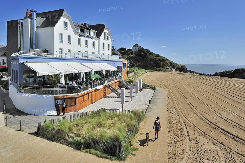 Hôtel de la Plage featuring in the film Les Vacances de monsieur Hulot by the French filmmaker Jacques Tati at Saint-Marc-sur-Mer, Loire-Atlantique, Pays de la Loire, France, Europe