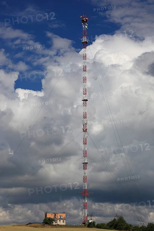 Transmitting station with high radio mast, near Dukovany, Czech Republic, Europe