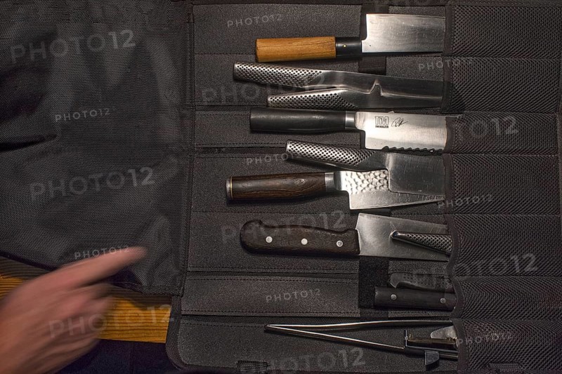 High-quality chef's knife set in a case, Baden-Württemberg, Germany, Europe