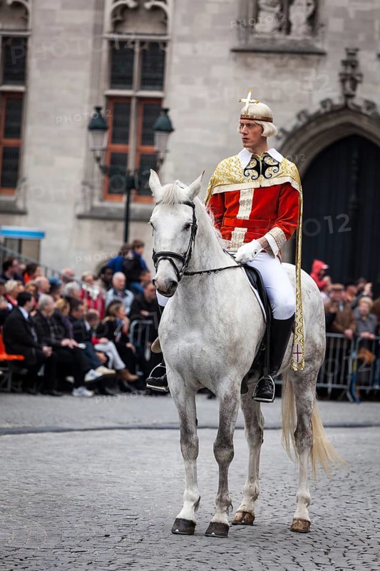 BRUGES, BELGIUM, MAY 17: Annual Procession of the Holy Blood on Ascension Day. Locals perform an historical reenactment and dramatizations of Biblical events. May 17, 2012 in Bruges (Brugge), Belgium, Europe