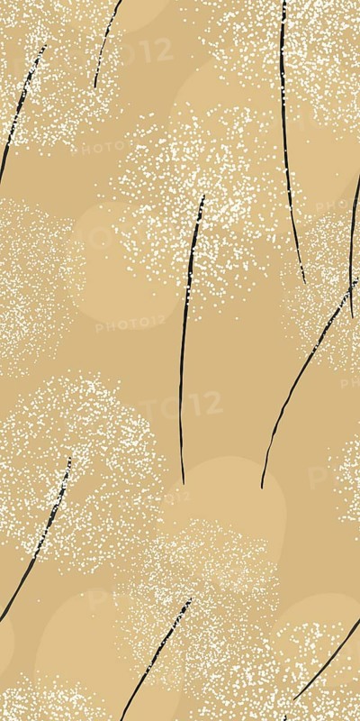 Stylized flying dandelions card, vector seamless pattern