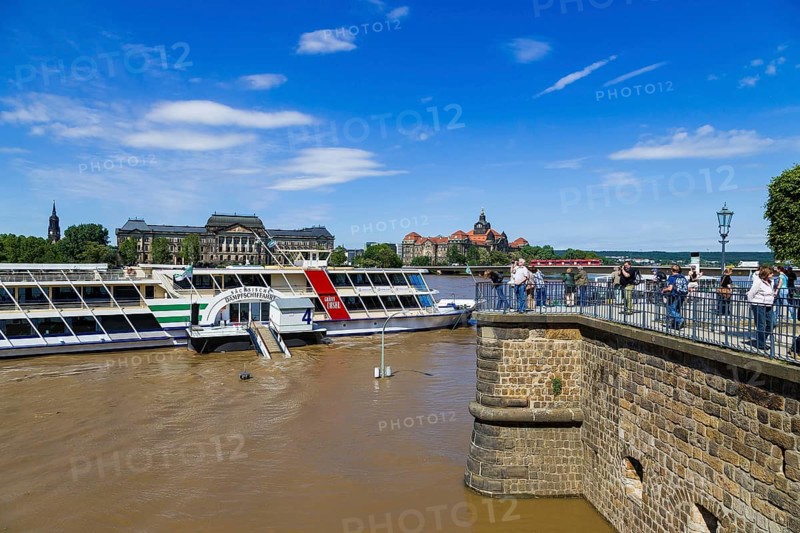Elbe steamer during the flood in Dresden