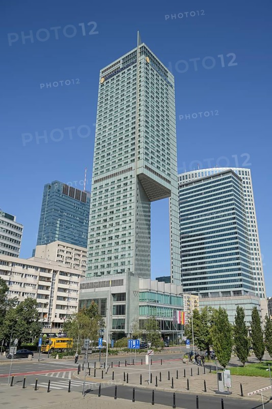 High-rise buildings in the business district, in the centre: Hotel Intercontinental, Emilii Plater, Warsaw, Mazovian Voivodeship, Poland, Europe