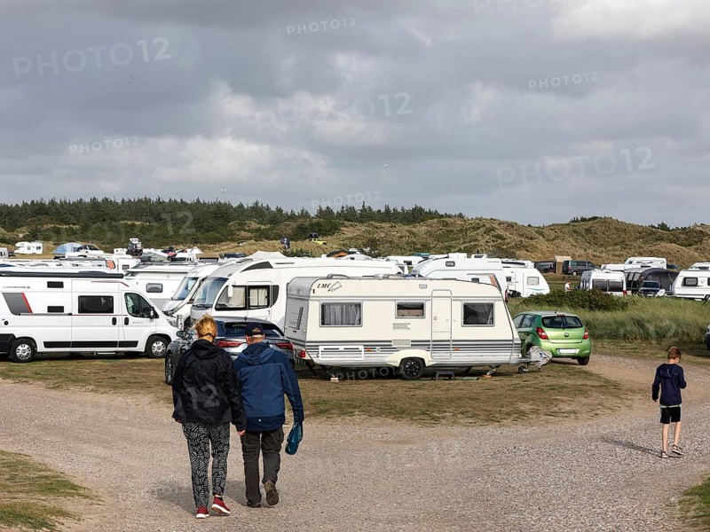 Motorhomes and caravans on a campsite, Vejers, Denmark, 16.07.2023, Europe
