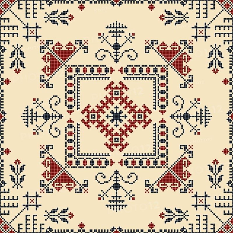 Traditional Latvian embroidery seamless pattern, vector illustration