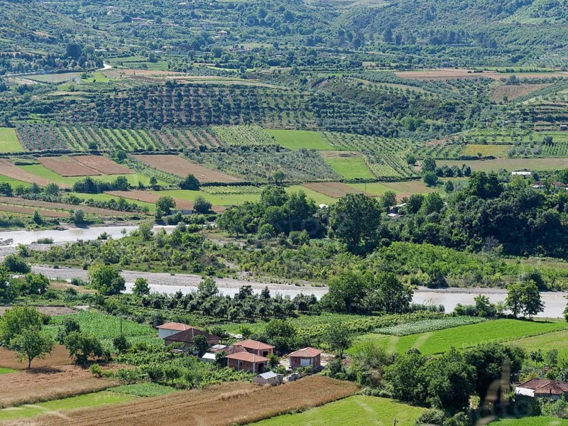 The Osum Valley in the landscape around the Tomorr Massif in Tomorr National Park, also Tomorri National Park. Berat, Albania, Southeast Europe, Europe
