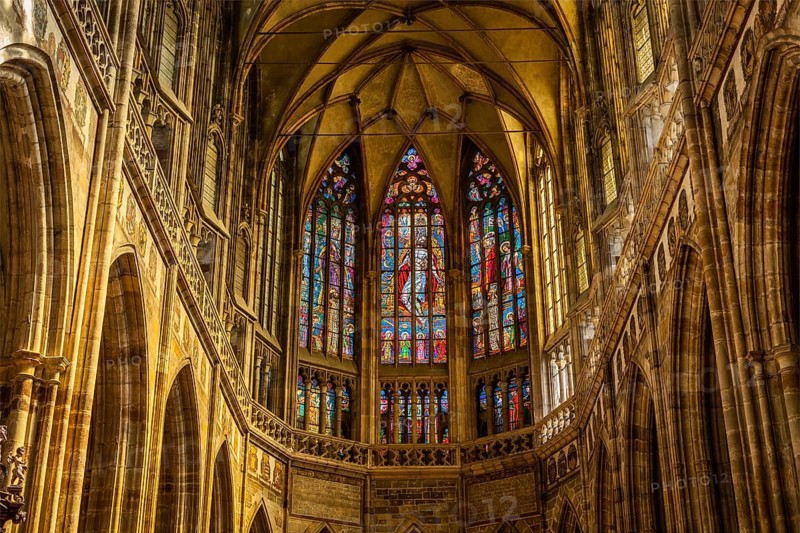 PRAGUE, CZECH REPUBLIC, APRIL 27, 2012: Christmas star in St. Vitus cathedral, Prague, Czech republic