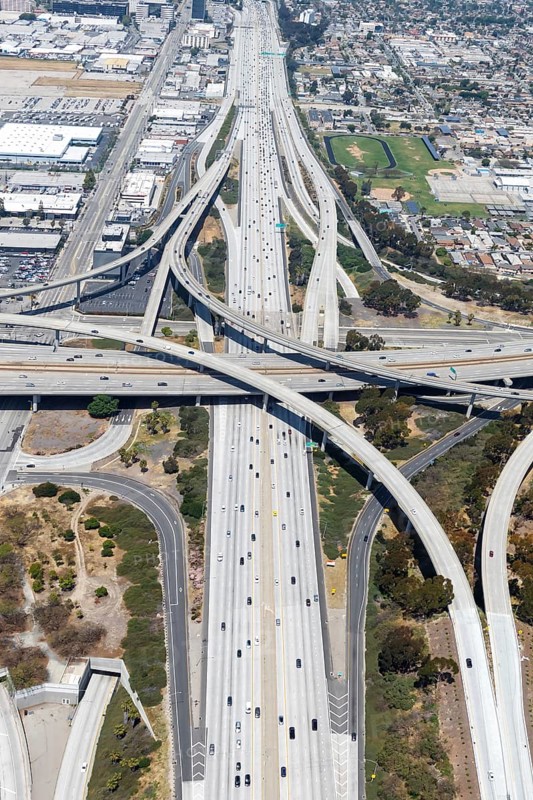 Century San Diego Freeway Highway America Los Angeles Traffic Streets Aerial View City in the, Los Angeles, USA, North America
