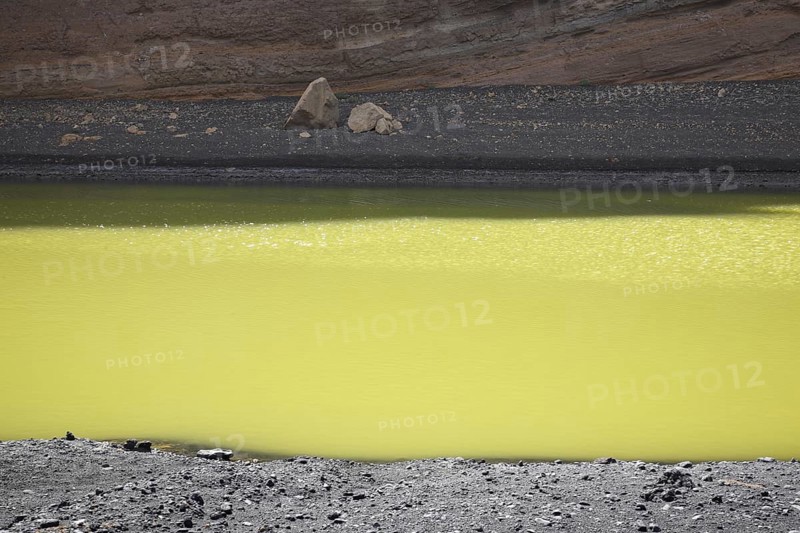The green lagoon Charco de los Clicos at El Golfo, Lanzarote, Canary Islands, Spain, Europe