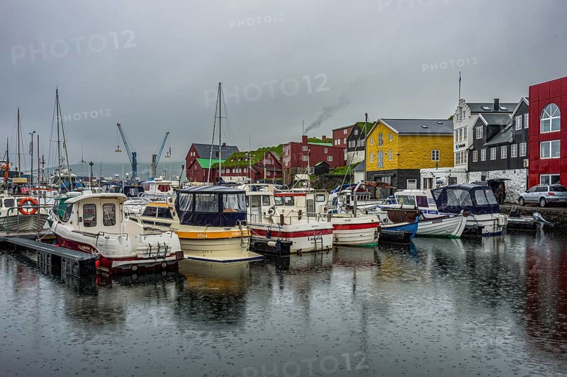 Boat harbour of Torshavn, capital of Faroe islands, Streymoy, Denmark, Europe