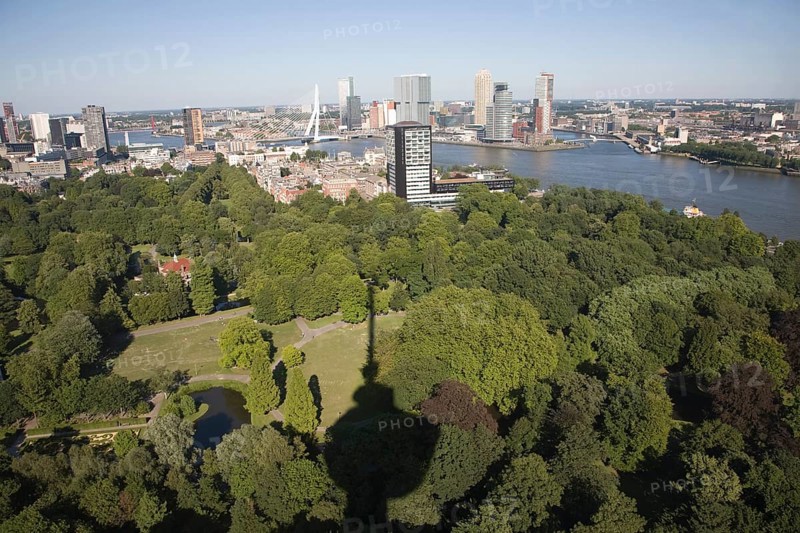 Views looking over the city centre from the 185 metre tall Euromast tower, Rotterdam, Netherlands