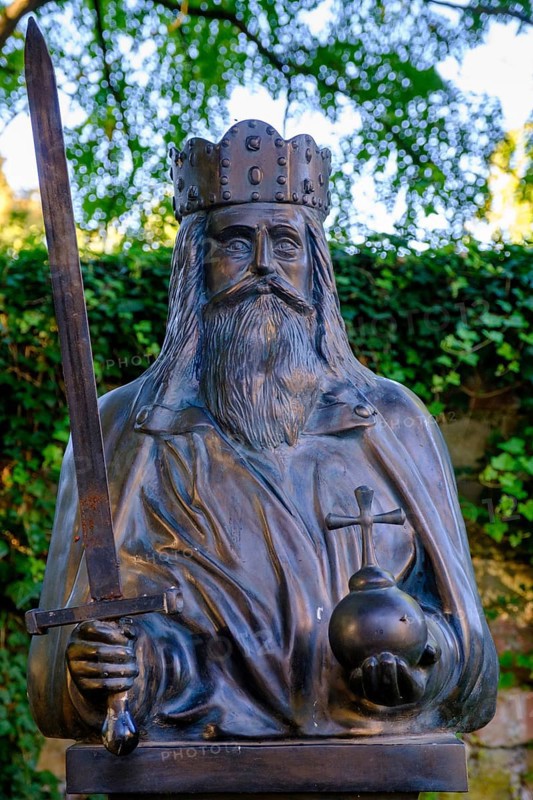 Charlemagne, monument at the monastery ruins, Hersfeld Monastery, Luther site, Bad Hersfeld, Hesse, Germany, Europe