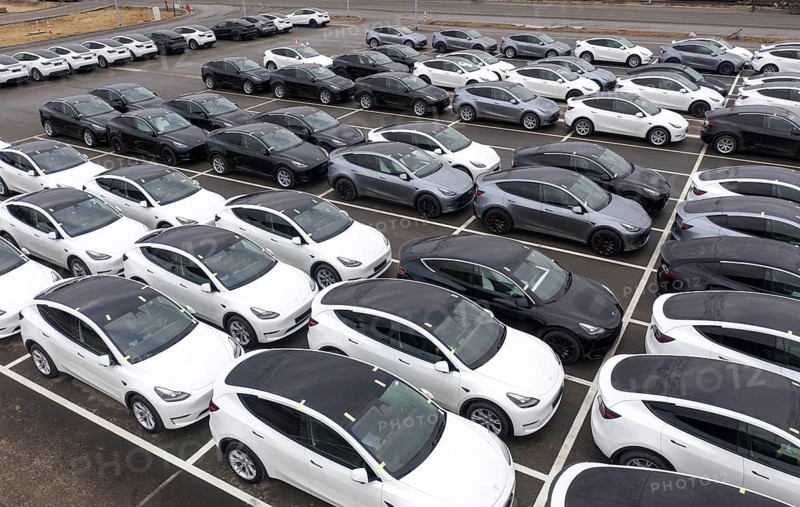 Tesla Y models produced in the Tesla Giga Factory, Grünheide, 28.01.2023